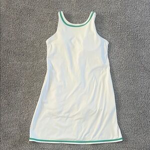 White Sleeveless Athletic Dress with Green Trim